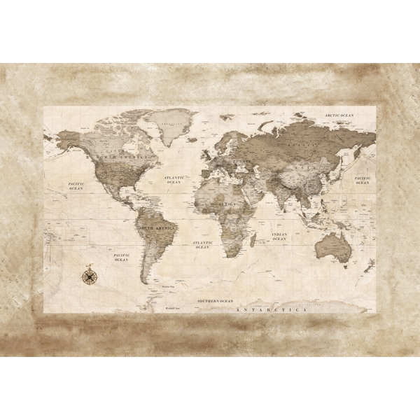 Breakwater Bay Vintage Us Map Wrapped Canvas Painting Wayfair.co.uk